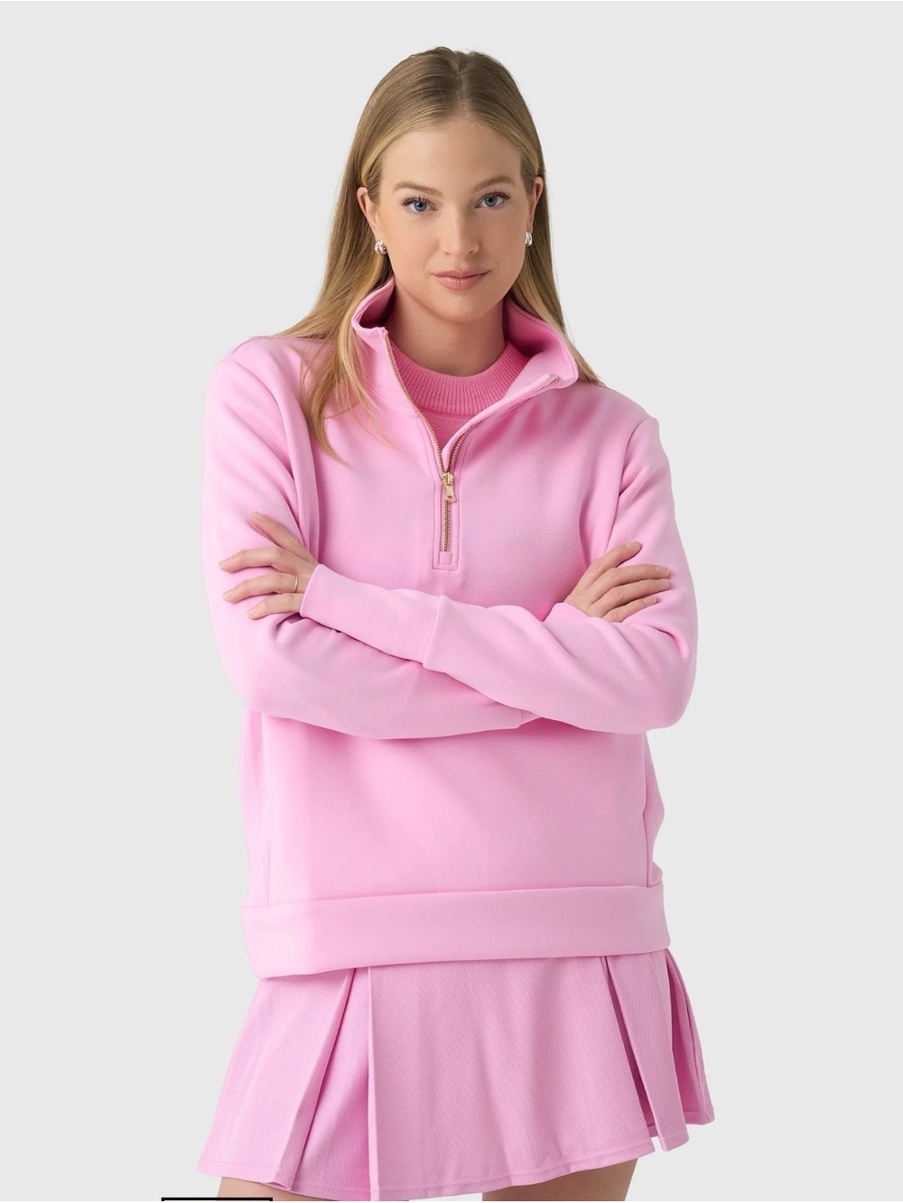 ADDISON BAY Women’s Pink Quarter-Zip Pullover Top